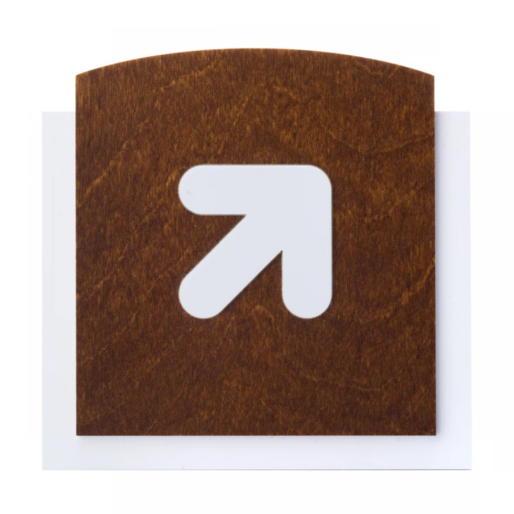 Wooden plaque with embossed pictogram - UP ARROW - dimensions: 120x118mm - TAB439