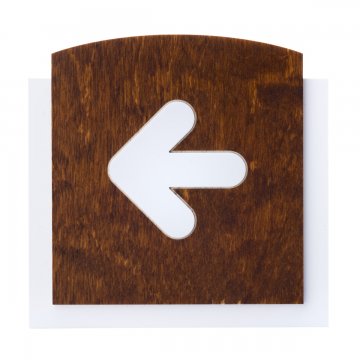 Wooden plaque with embossed pictogram - LEFT ARROW - dimensions: 120x118mm - TAB437