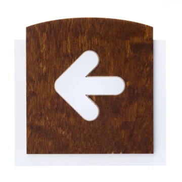 Wooden plaque with embossed pictogram - LEFT ARROW - dimensions: 120x118mm - TAB437