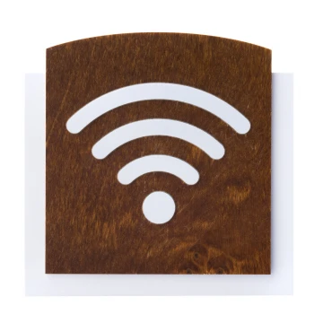 Wooden plaque with embossed pictogram - WIFI 2 - dimensions: 120x118mm - TAB436