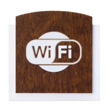 Wooden plaque with embossed pictogram - WIFI 1 - dimensions: 120x118mm - TAB435