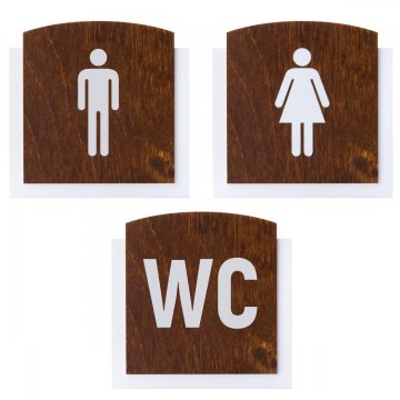 Wooden plaque with embossed pictogram - TOILET - dimensions: 120x118mm - TAB448