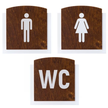 Wooden plaque with embossed pictogram - TOILET - dimensions: 120x118mm - TAB448
