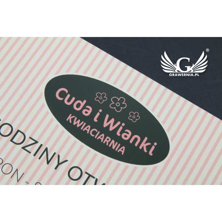 Company sign - opening hours - size 210x148mm (A5) UV print