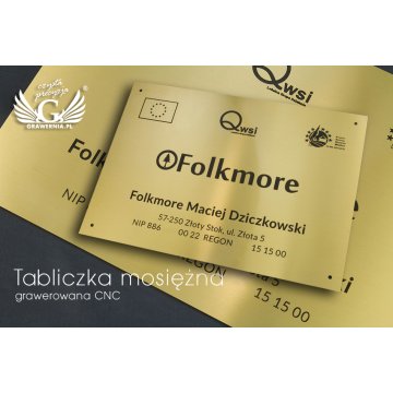 Company plaque - brushed and lacquered brass - blackened engraving - size 297x210 (A4)