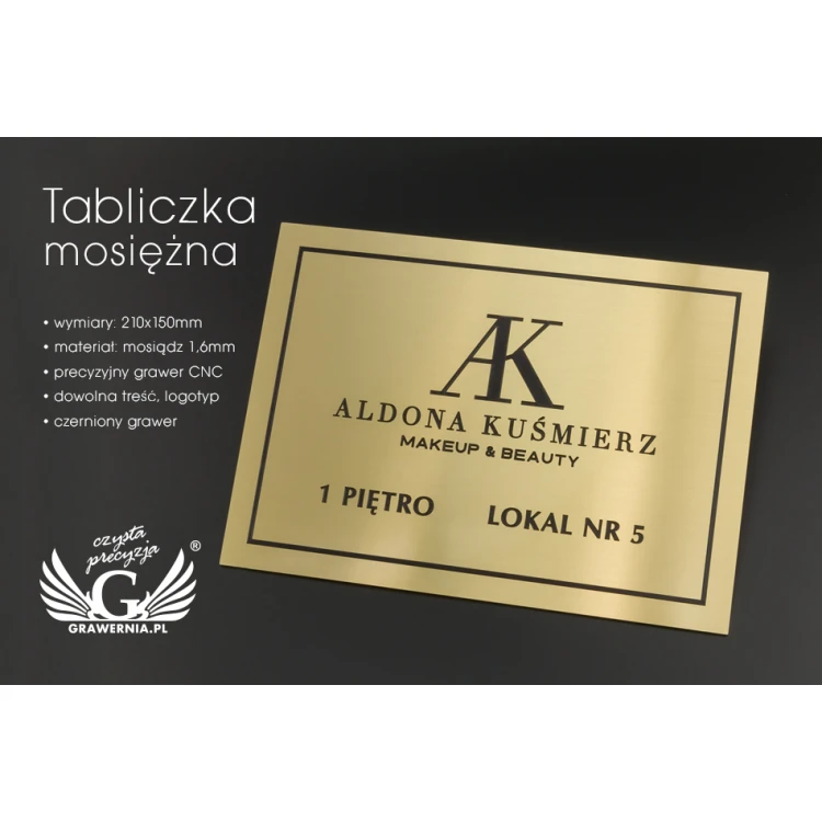 Engraved Brass Plate - size 210x150mm - TAB061