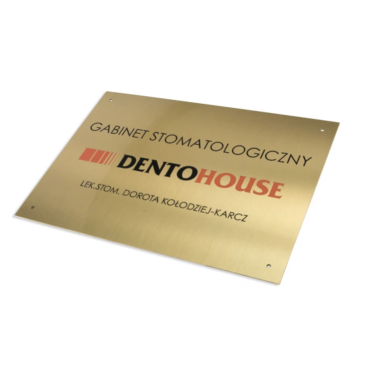 Company plaque - brushed brass - CNC engraving and UV print - dim. 297x210 (A4) - TAB249
