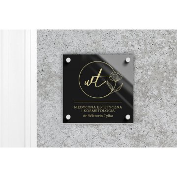 Company sign, door-mounted made of transparent plexi - UV print - dimensions 240x240mm - SZ161