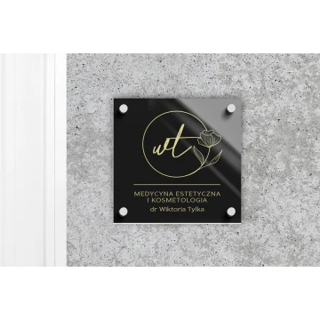 Company sign, door-mounted made of transparent plexi - UV print - dimensions 240x240mm - SZ161