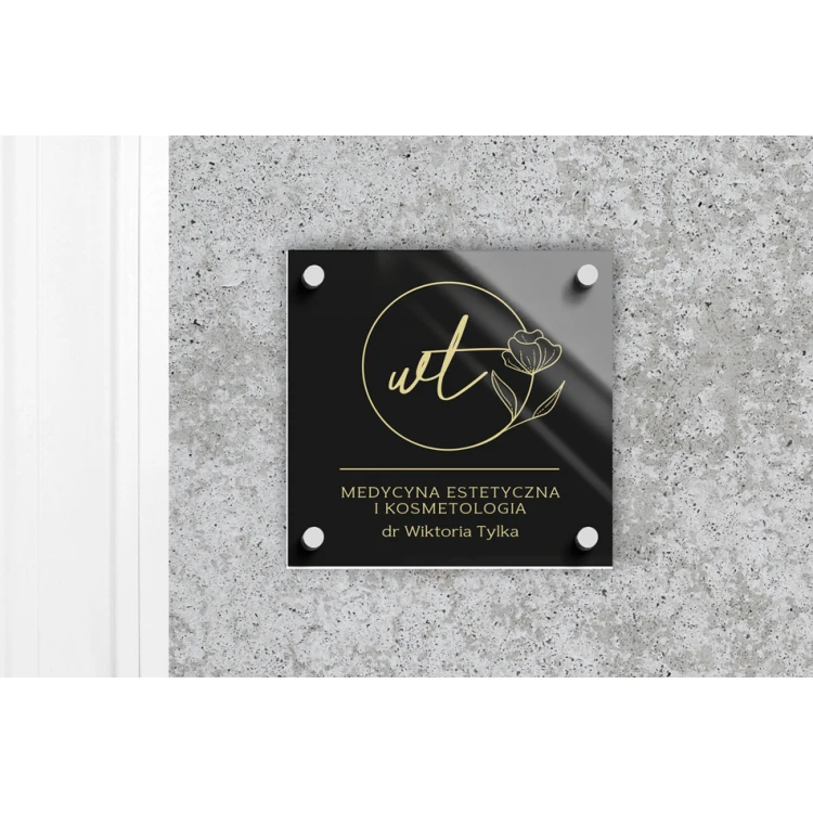 Company sign, door-mounted made of transparent plexi - UV print - dimensions 240x240mm - SZ161