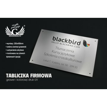 Company Plaque - size 400x250mm - engraving and UV print - TAB057