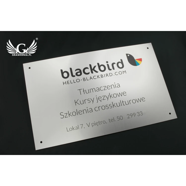 Company Plaque - size 400x250mm - engraving and UV print - TAB057