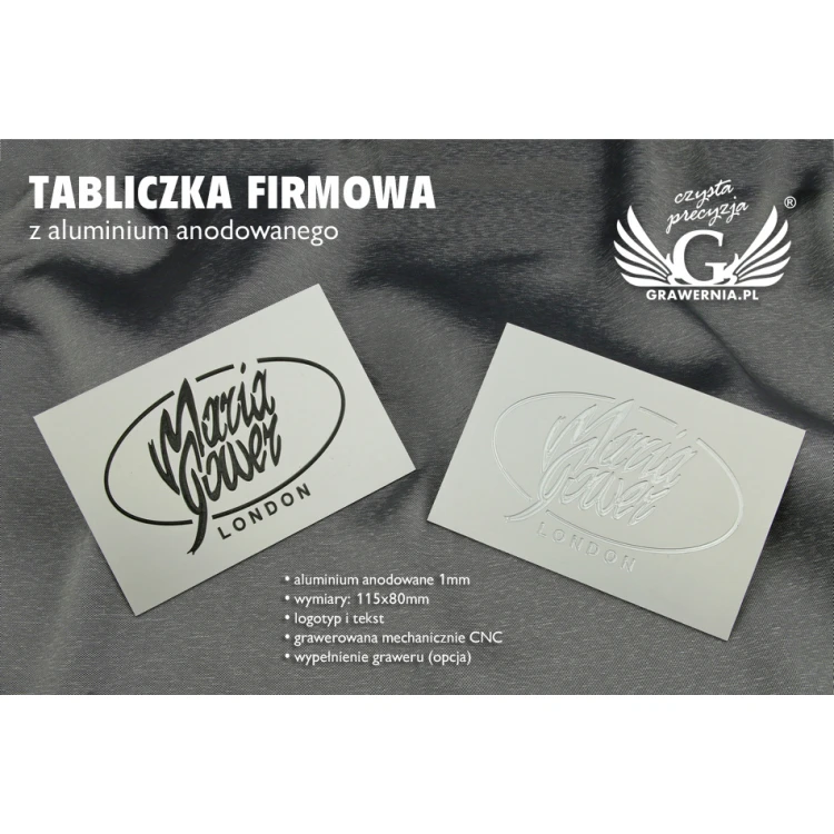 Anodized Aluminum Company Plaque - CNC Engraving - Size 115x80mm, Thickness 1mm