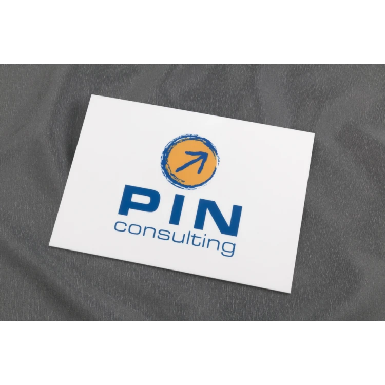 COMPANY SIGN WITH CUSTOM LOGO - WHITE ACRYLIC 3mm thick - dimensions 210x148mm - UV PRINTING