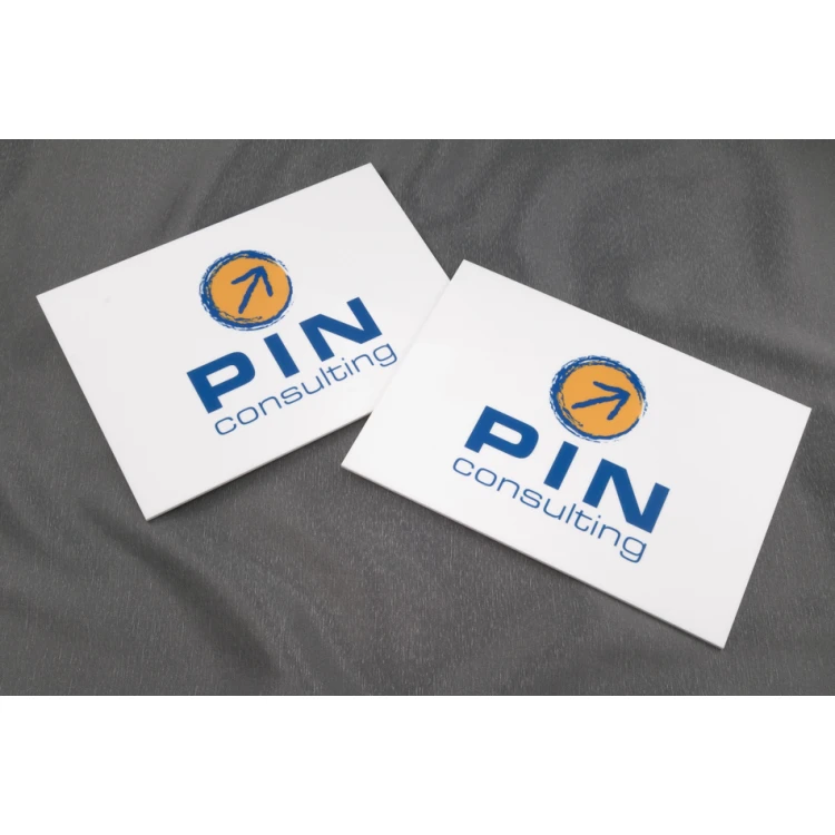 COMPANY SIGN WITH CUSTOM LOGO - WHITE ACRYLIC 3mm thick - dimensions 210x148mm - UV PRINTING