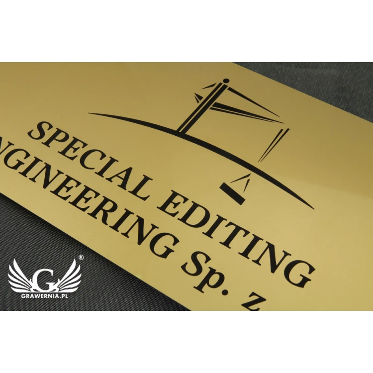 Gold Aluminium Company Plaque - AlumaMark - size 250x120mm