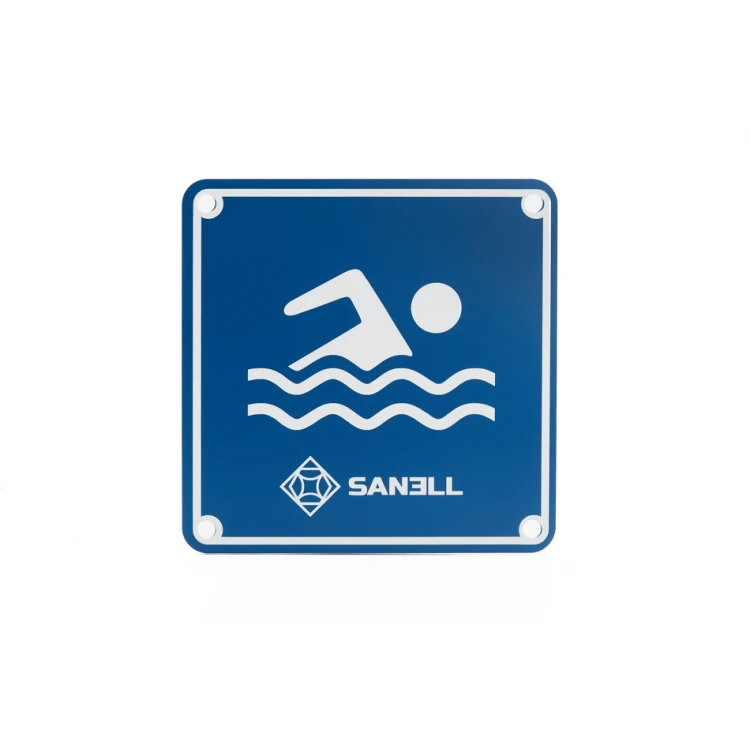 Engraved Information Plaque for Pool - Size 150x150mm - Blue Laminate 3mm - TAB253