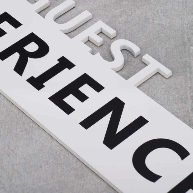 Information plaque - white, glossy acrylic - dim. 300x60mm - TAB571