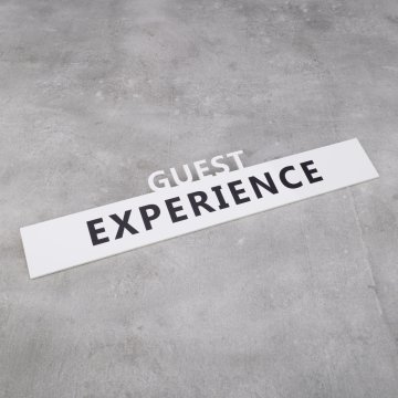 Information plaque - white, glossy acrylic - dim. 300x60mm - TAB571