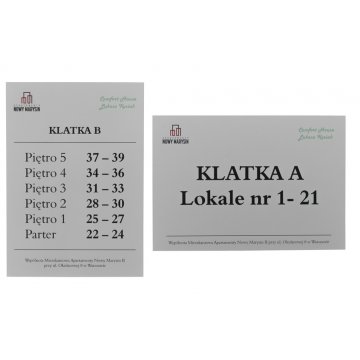 Information plaque for elevator or building - DIBOND MAT silver 3mm - UV print - size 210x148mm - SZUV017