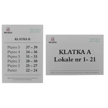 Information plaque for elevator or building - DIBOND MAT silver 3mm - UV print - size 210x148mm - SZUV017