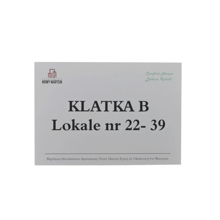 Information plaque for elevator or building - DIBOND MAT silver 3mm - UV print - size 210x148mm - SZUV017