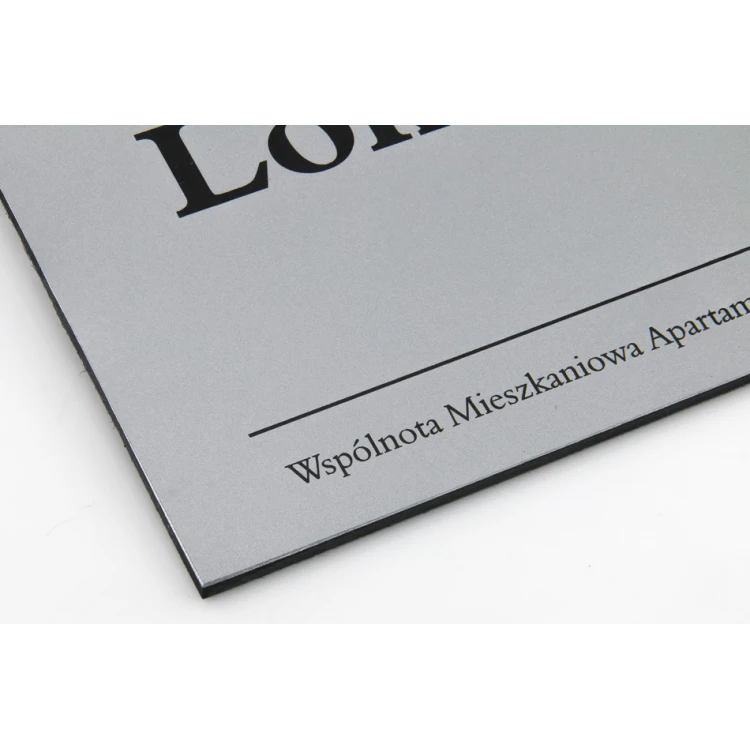 Information plaque for elevator or building - DIBOND MAT silver 3mm - UV print - size 210x148mm - SZUV017