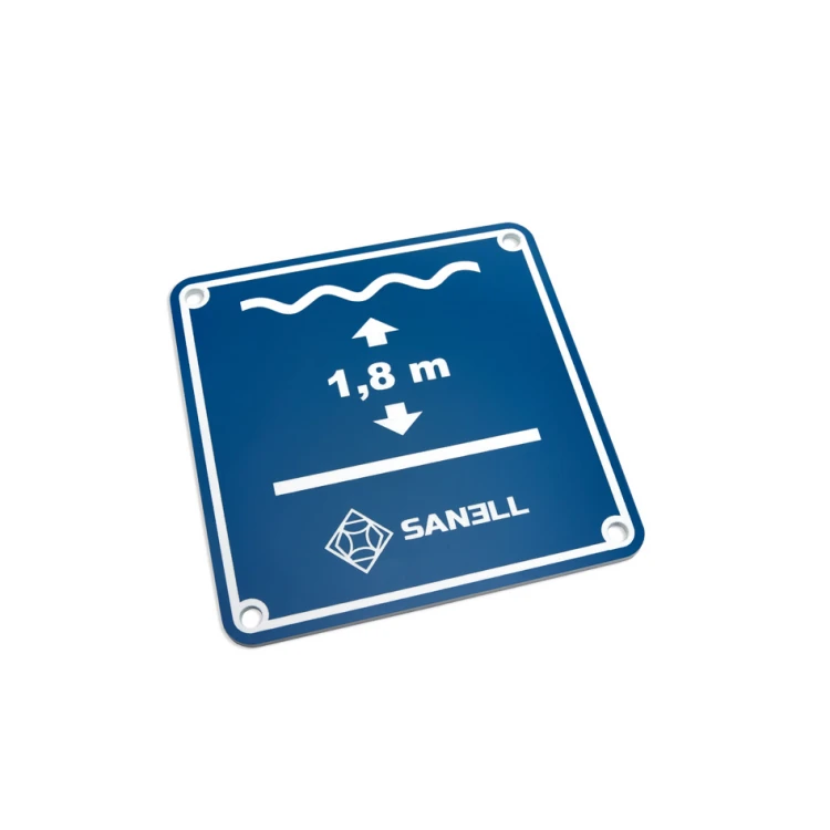 Engraved Information Plaque Pool Depth - size 150x150mm - blue laminate 3mm - TAB254