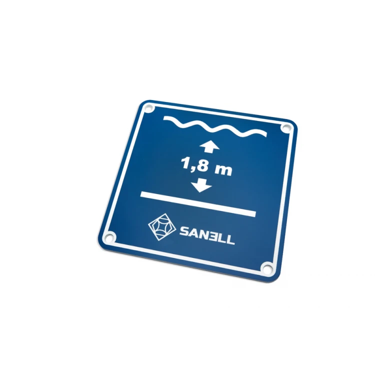 Engraved Information Plaque Pool Depth - size 150x150mm - blue laminate 3mm - TAB254