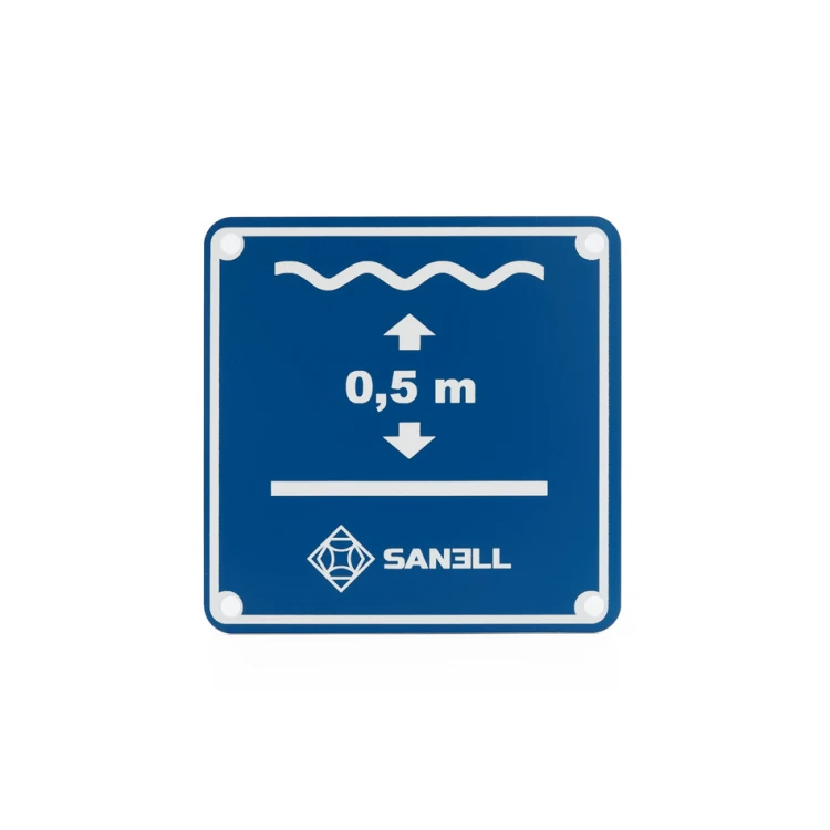Engraved Information Plaque Pool Depth - size 150x150mm - blue laminate 3mm - TAB254