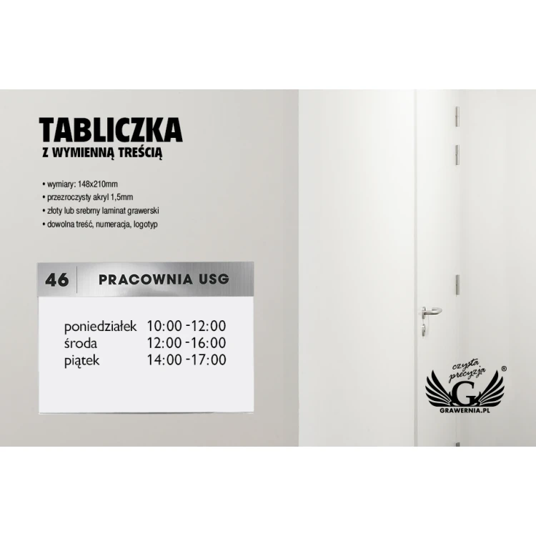 Information plaque for replaceable A5 note card dimensions 210x148mm - TAB068