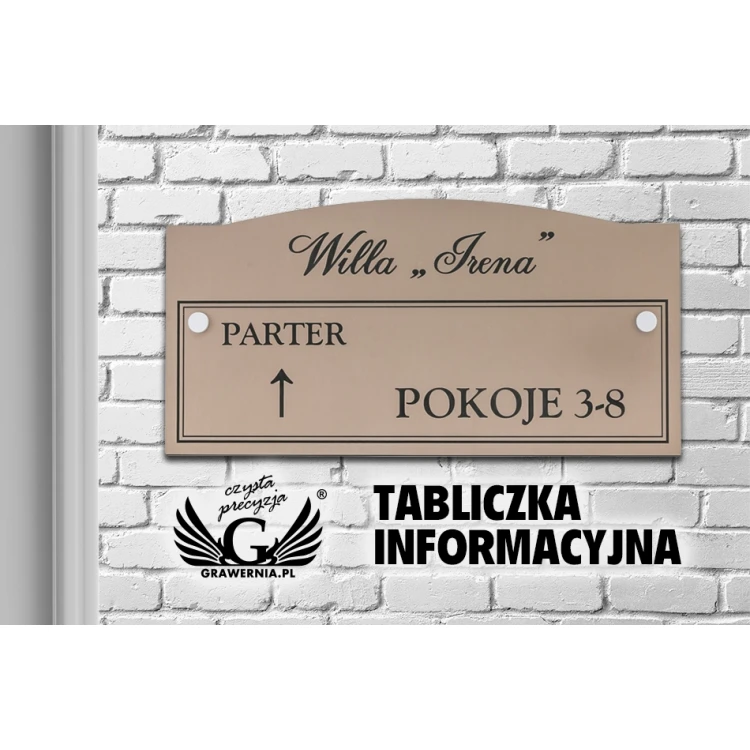 Information plaque - floors and rooms - size 300x150mm - caffe latte laminate - SZ132