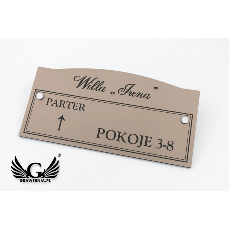 Information plaque - floors and rooms - size 300x150mm - caffe latte laminate - SZ132