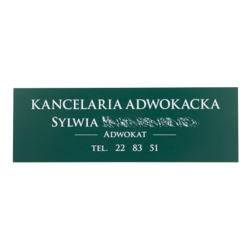 Law Office Plaque - Dark Green Laminate - Size 300x100mm - TAB067