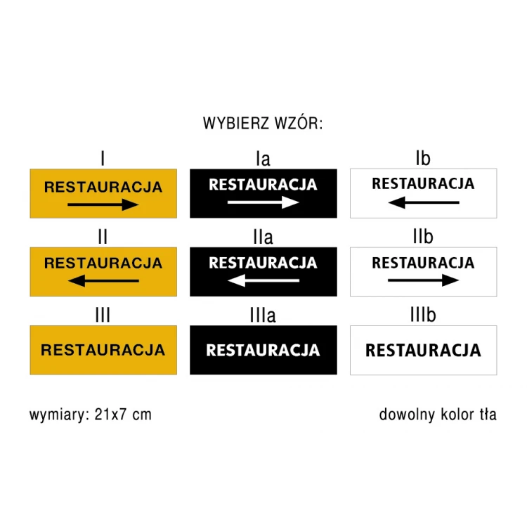 Directional Sign for Restaurant - Size 210x70mm - PVC - Colorful UV Print - TAB158