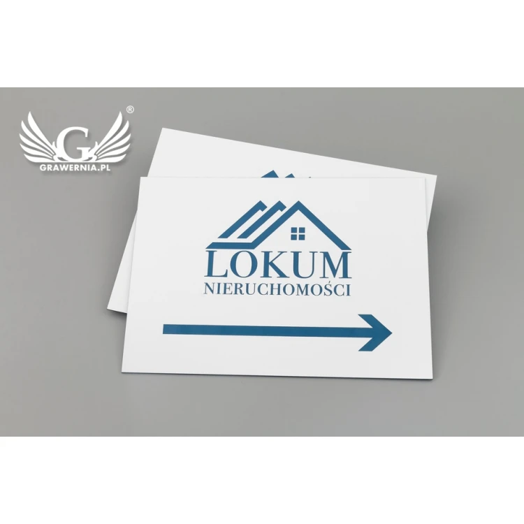 Directional sign with company logo - size 210x148mm (A5) - white laminate with colorful engraving - TAB090