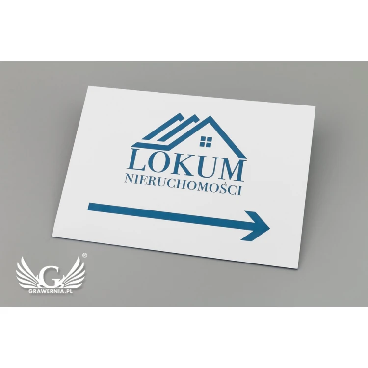 Directional sign with company logo - size 210x148mm (A5) - white laminate with colorful engraving - TAB090