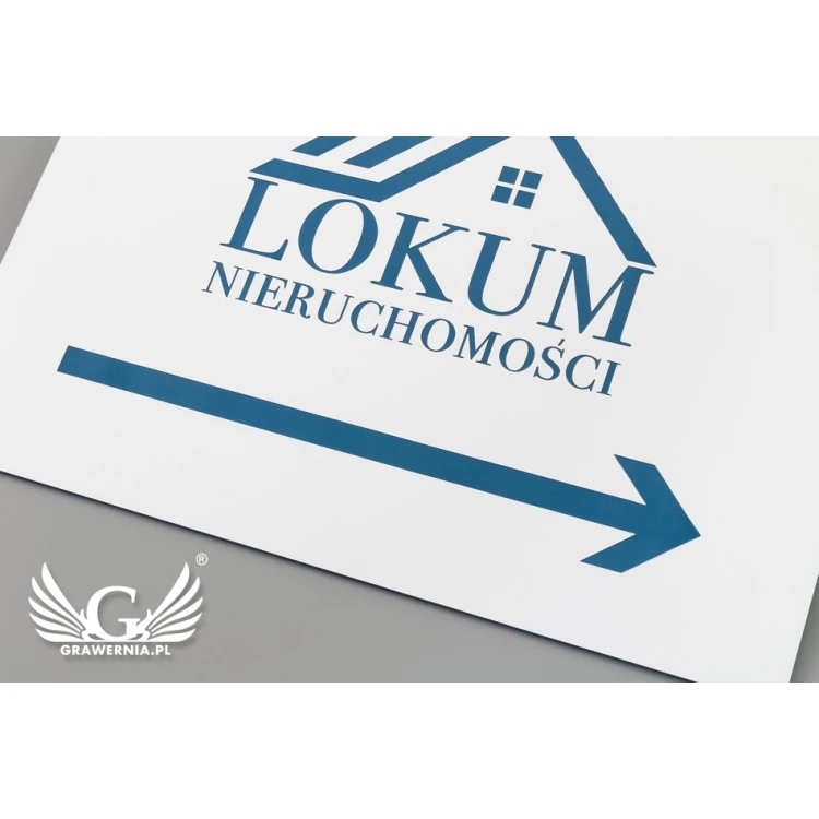 Directional sign with company logo - size 210x148mm (A5) - white laminate with colorful engraving - TAB090