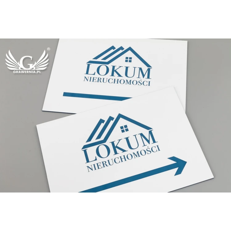 Directional sign with company logo - size 210x148mm (A5) - white laminate with colorful engraving - TAB090