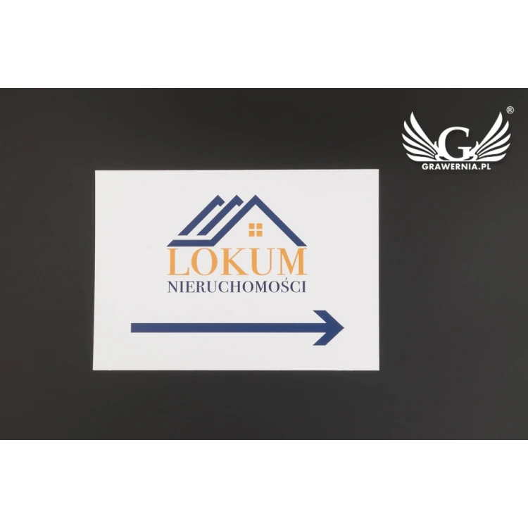 Directional sign with company logo - size 210x148mm (A5) - UV color print - PVC - TAB092
