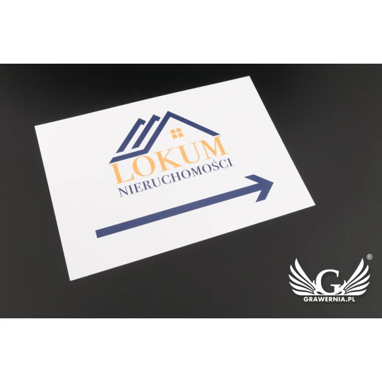 Directional sign with company logo - size 210x148mm (A5) - UV color print - PVC - TAB092