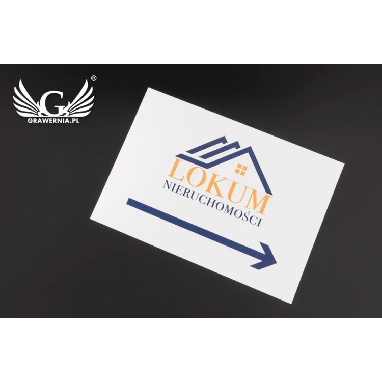 Directional sign with company logo - size 210x148mm (A5) - UV color print - PVC - TAB092