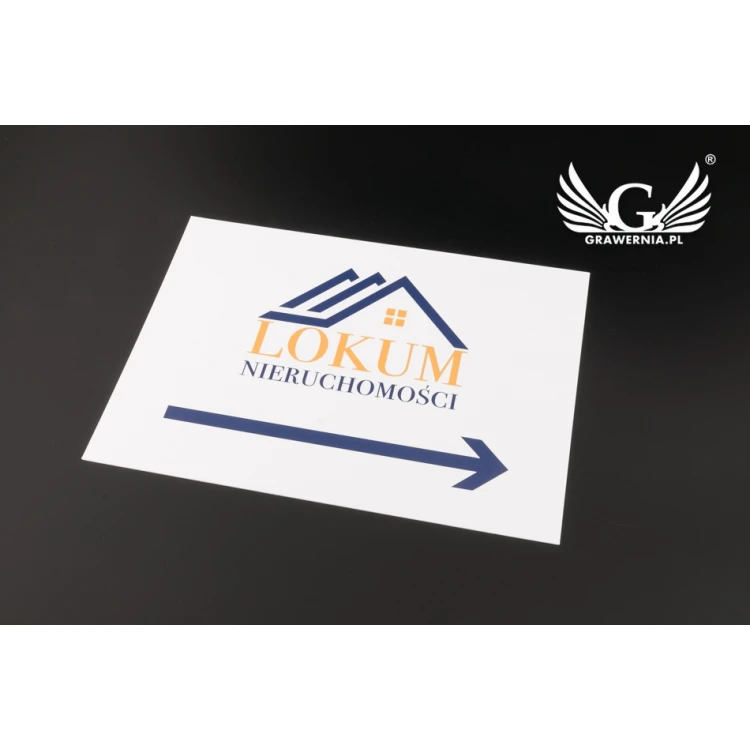 Directional sign with company logo - size 210x148mm (A5) - UV color print - PVC - TAB092