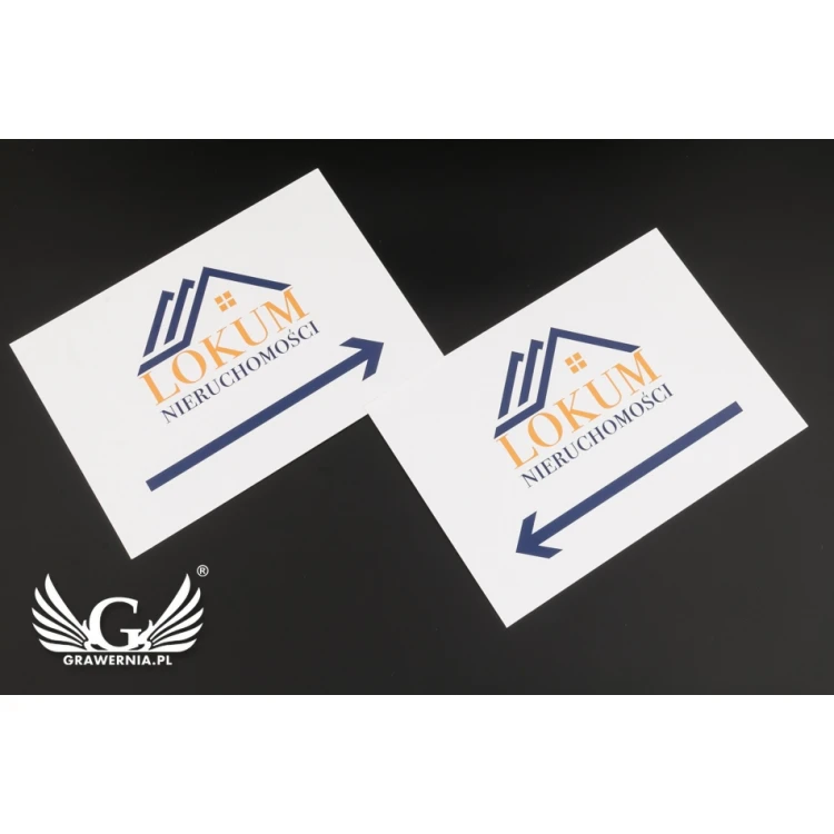 Directional sign with company logo - size 210x148mm (A5) - UV color print - PVC - TAB092