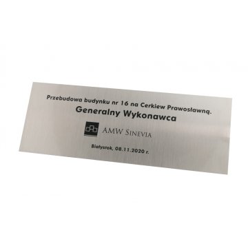 Plaque - Brushed Silver Plated Brass 0.6mm thick with UV Print - Size 300x110mm - TAB114