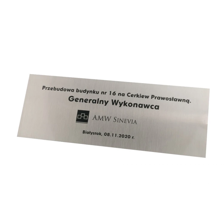 Plaque - Brushed Silver Plated Brass 0.6mm thick with UV Print - Size 300x110mm - TAB114