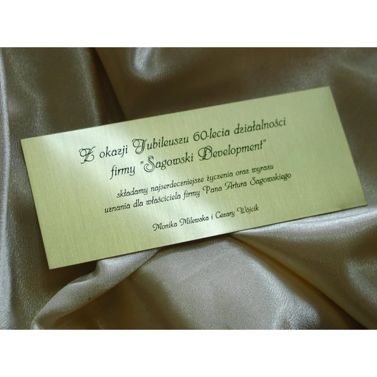 Brass Plaque with Dedication - M001 - size 145x60mm
