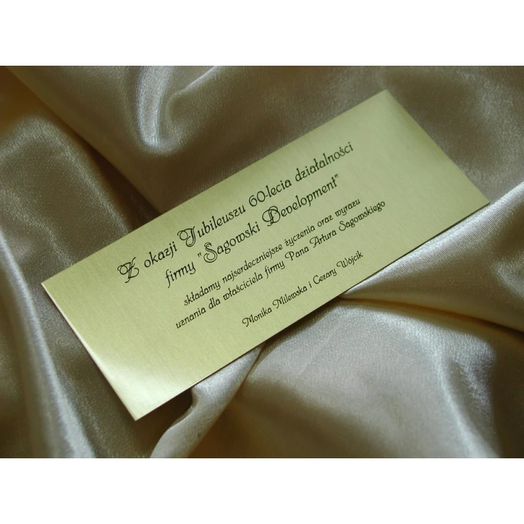 Brass Plaque with Dedication - M001 - size 145x60mm
