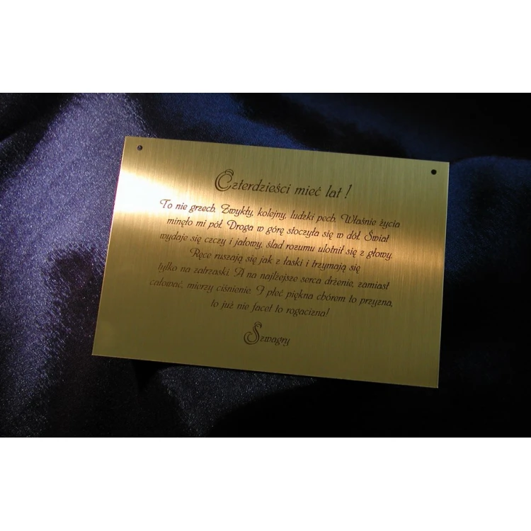 Brass Plaque with Dedication - M002 - size 130x90mm