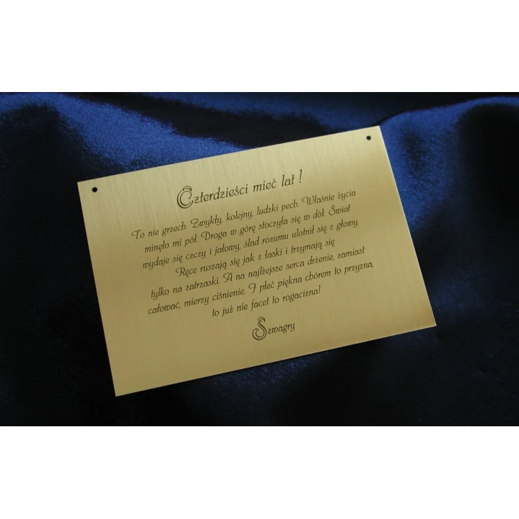 Brass Plaque with Dedication - M002 - size 130x90mm